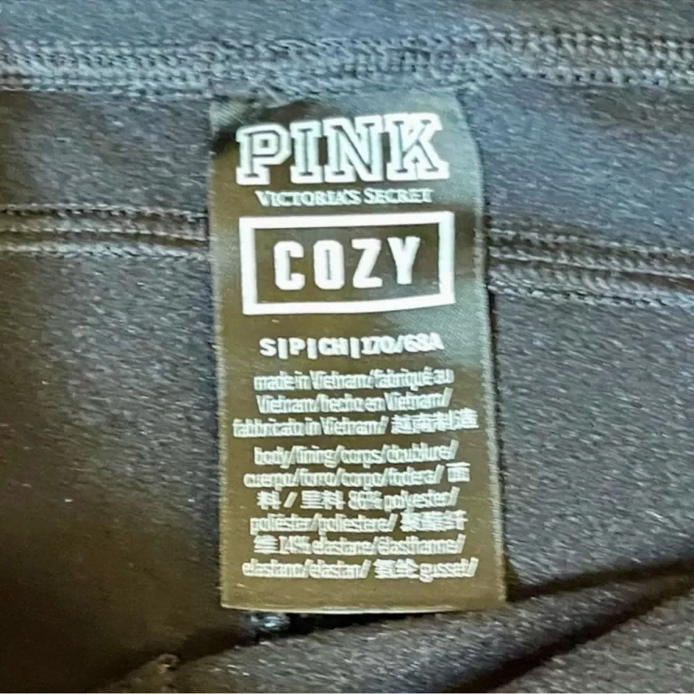 PINK Victoria’s Secret COZY Leggings Black High Waist Fleece Lined Activewear S